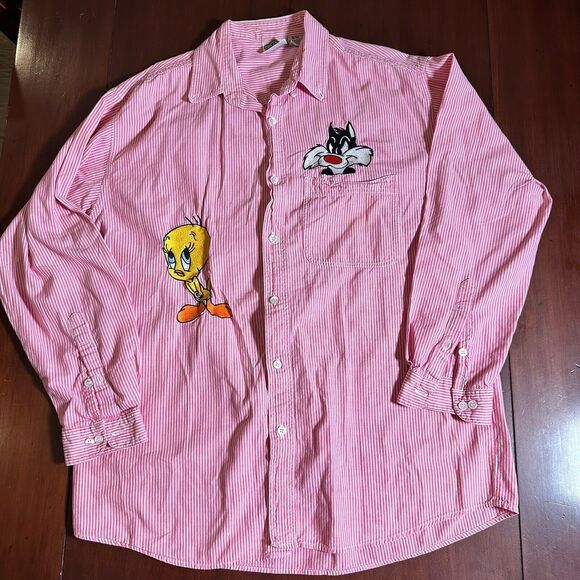 Vintage 1991 ACME Looney Tunes embroidered shirt size S / M tweety sylvester - Picture 1 of 10